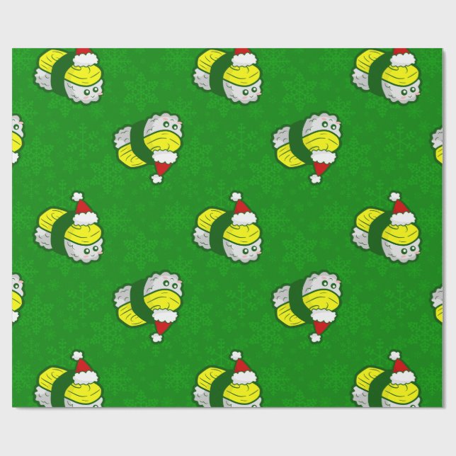Papel De Presente kawaii christmas tamago sushi santa snowflake (Aberto)