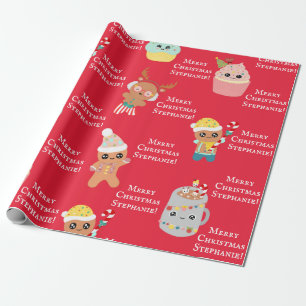 Papel De Presente Kawaii, Comidas de Natal, Cujo Canto Vermelho, Cri