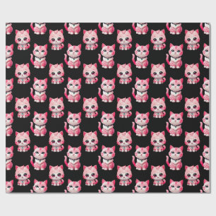 Papel De Presente Kawaii - Gatinhos Rosa Design