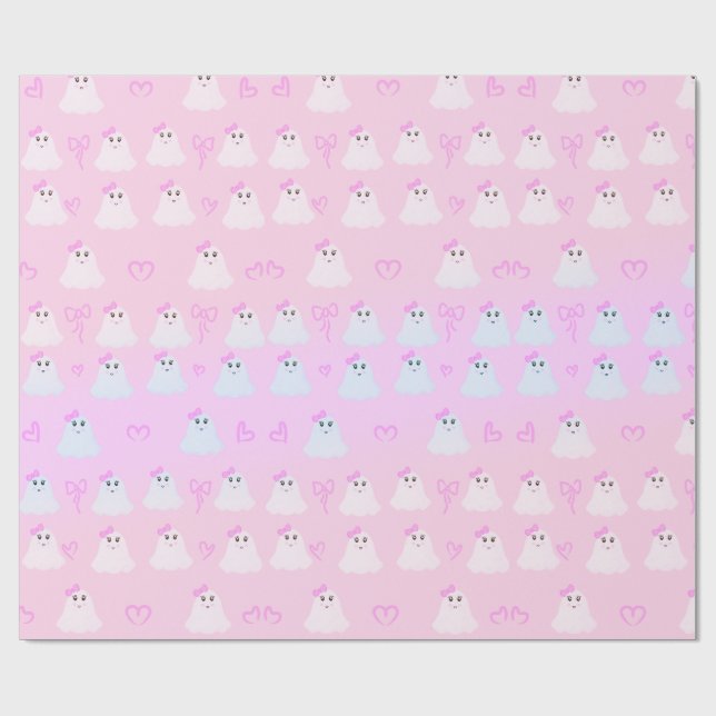 Papel De Presente Kawaii Halloween | Cute Pastel Ghosts (Aberto)