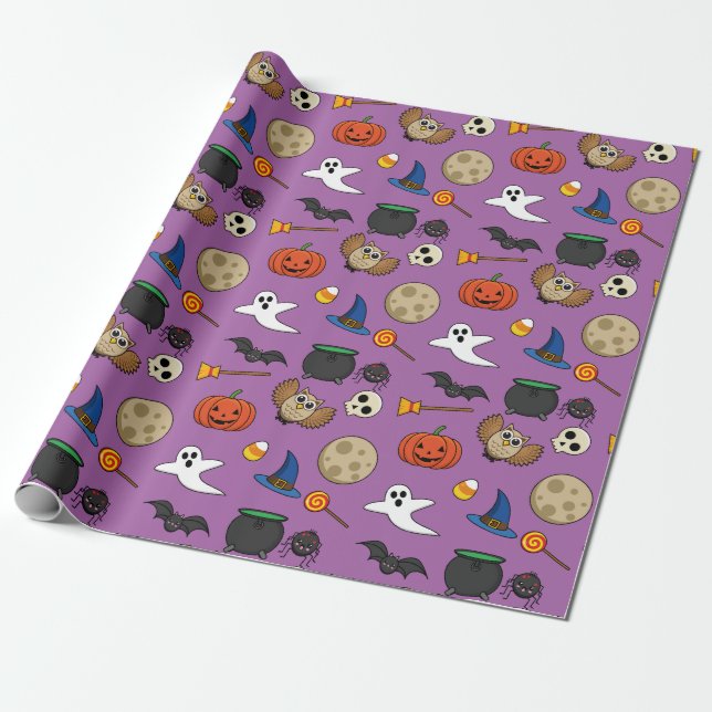 Papel De Presente Kawaii Halloween Pack (Desenrolado)