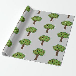 Papel De Presente Kawaii Happy Winking Apple Tree