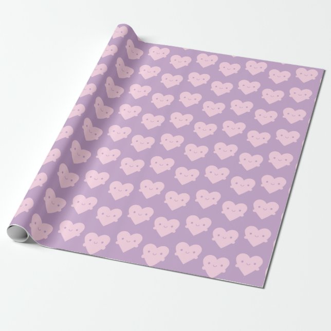 Papel De Presente Kawaii Heart Hugs (Desenrolado)