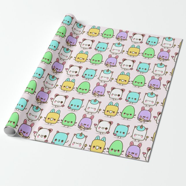 Papel De Presente Kawaii Monsters Wrappaper (Desenrolado)