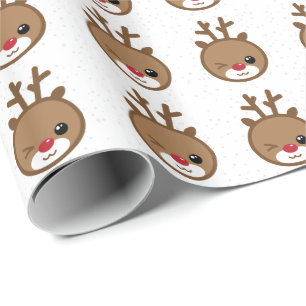 Papel De Presente Kawaii, o embrulho de Natal da Reindeer Vermelha