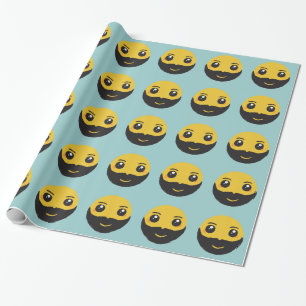 Papel De Presente Kawaii que sorri com barba & bigode