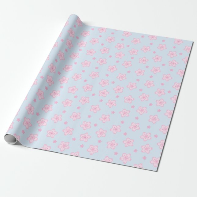 Papel De Presente Kawaii Sakura Cherry Blossoms (Desenrolado)