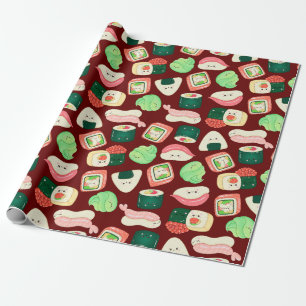 Papel De Presente kawaii sushi rolls, padrão sushi