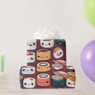Papel De Presente kawaii sushi rolls, padrão sushi