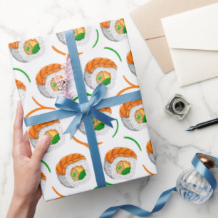 Papel De Presente kawaii sushi rolls, padrão sushi