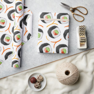 Papel De Presente kawaii sushi rolls, padrão sushi