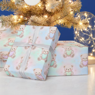 Papel De Presente Kawaii Teddy Amor de São Valentim