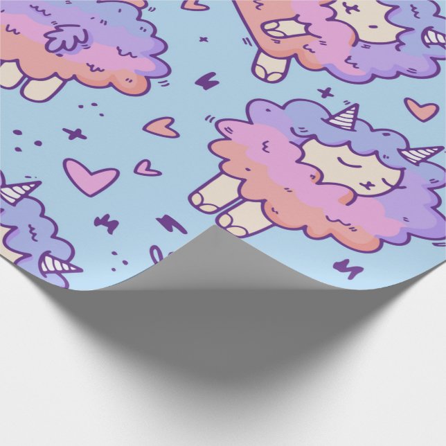 Papel De Presente Kawaii Unicorn Sheep Wrappaper (Ponta)