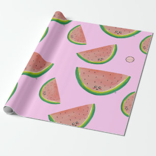Papel De Presente Kawaii Watercolor Melancia