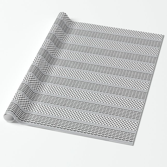 Papel De Presente Keffiyeh preto e branco palestino (Desenrolado)