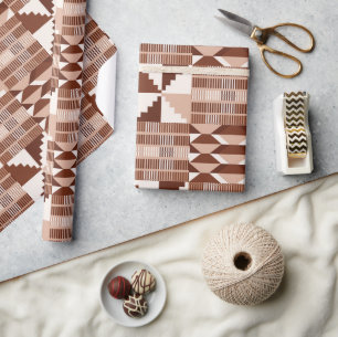 Papel De Presente Kente Block - Terracota Argila