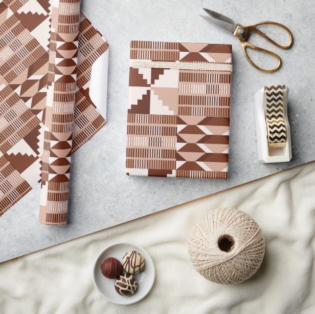Papel De Presente Kente Block - Terracota Argila (Artesanato)