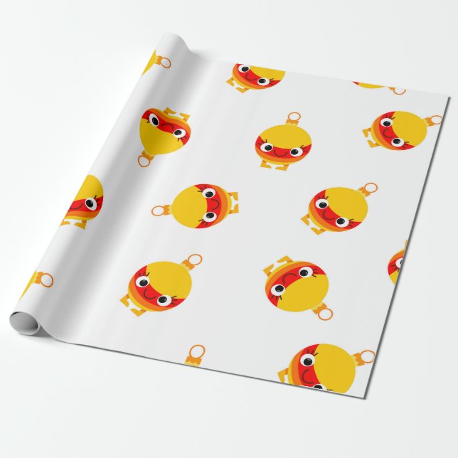 Papel De Presente Kids Christmas Cute Cartoon Tree Ornaments (Desenrolado)