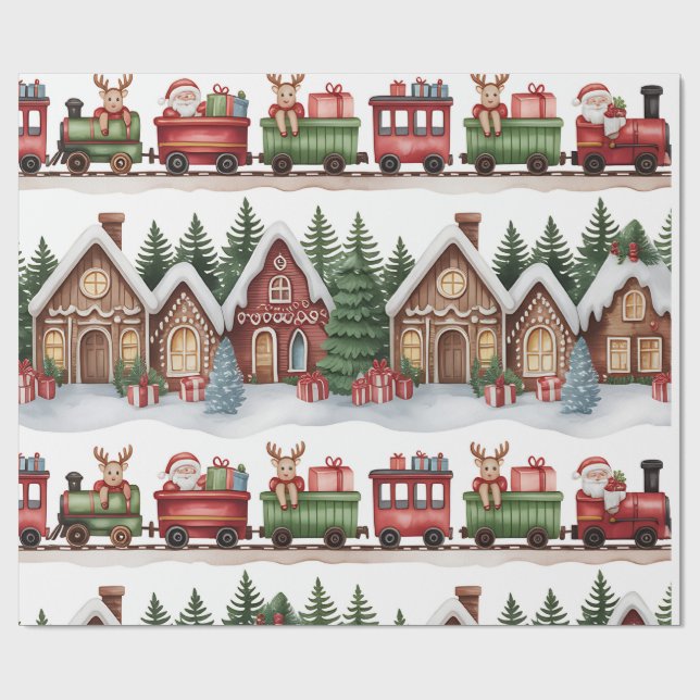Papel De Presente Kids Christmas Wrapping Paper – Toyland and Train  (Aberto)