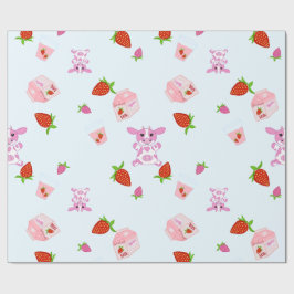 Papel De Presente Kid's drawing strawberry milk cow