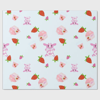 Papel De Presente Kid's drawing strawberry milk cow