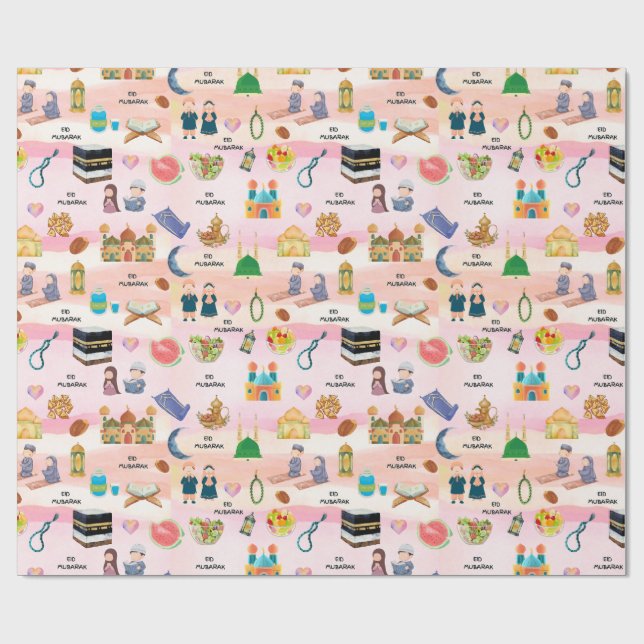 Papel De Presente Kids Islamic Gift Wrap – Colourful Eid & Ramadan (Aberto)