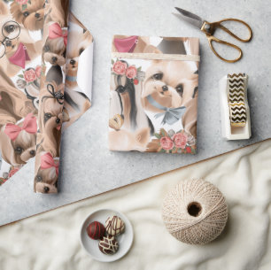 Papel De Presente KIds Yorkie Puppy Aniversário