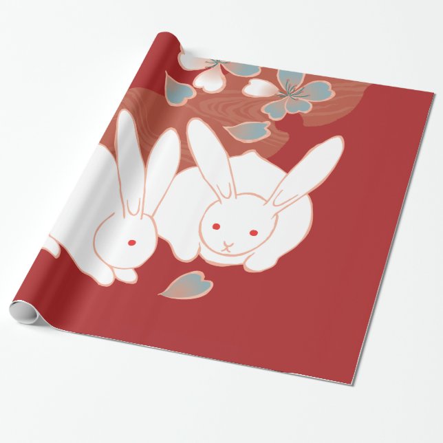 Papel De Presente Kimono Cute Rabbits Belas Artes (Desenrolado)