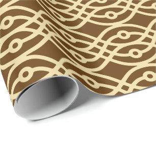 Papel De Presente Kimono impressão, chocolate marrom e bronzeado