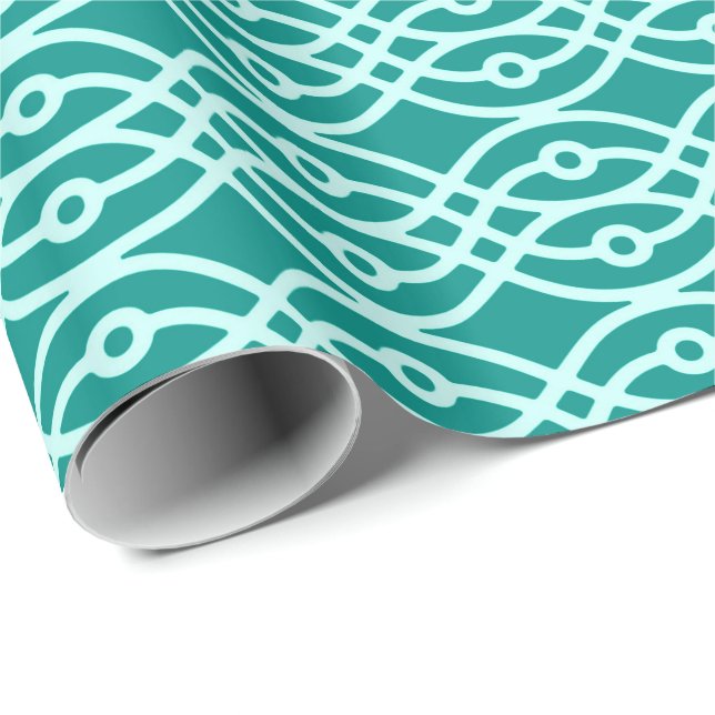 Papel De Presente Kimono impressão, turquesa e aqua (Ponta do rolo)