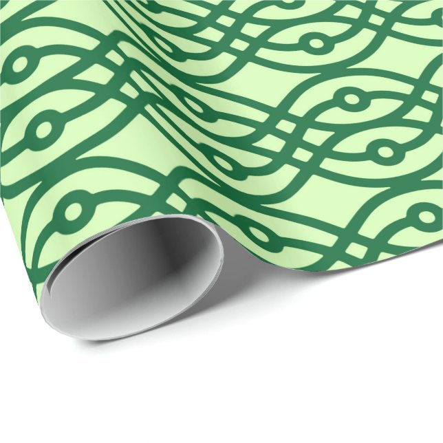 Papel De Presente Kimono impressão, verde claro e escuro (Ponta do rolo)