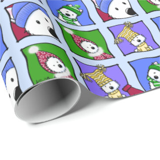 Papel De Presente KiniArt Winter Westies WrapPaper