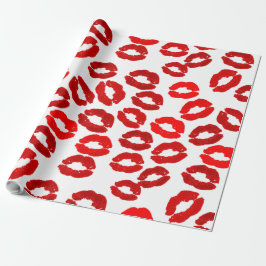 Papel De Presente kisses lips lipstick print valentines day pattern