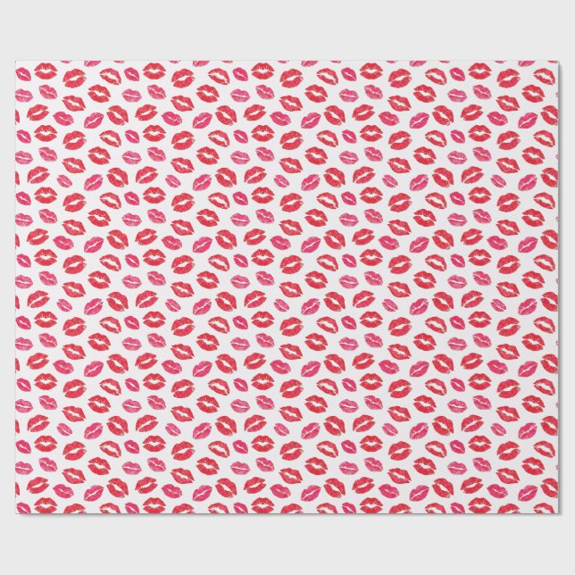 Papel De Presente Kisses Lips Sassy Pink and Red (Aberto)