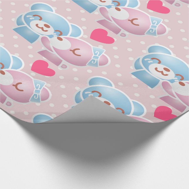 Papel De Presente Kissing Bears Cute e Kawaii (Ponta)