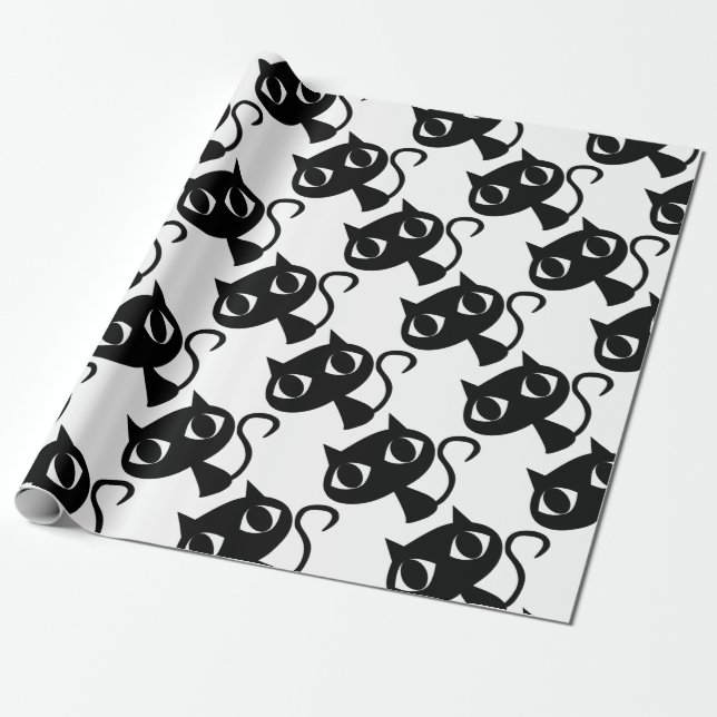PAPEL DE PRESENTE KITTEN DE GATO PRETO (Desenrolado)