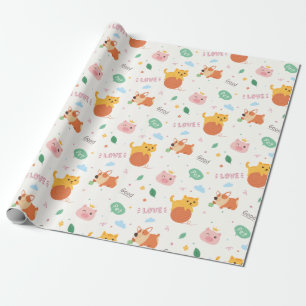 Papel De Presente Kitten e Corgi Puppy
