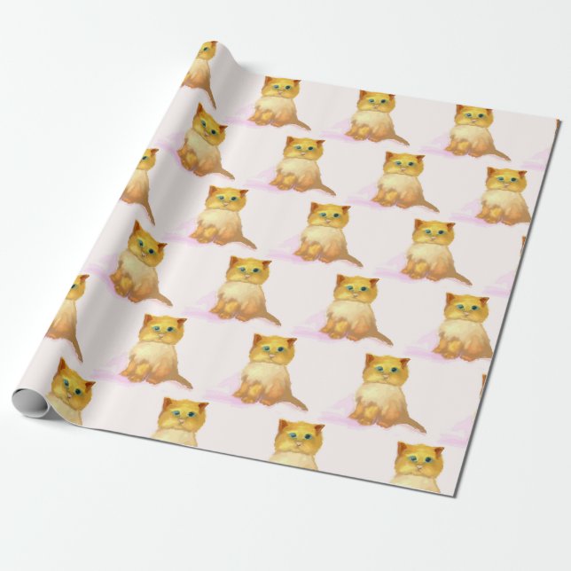 Papel De Presente Kitten, Festa de Natal de Aniversário. (Desenrolado)