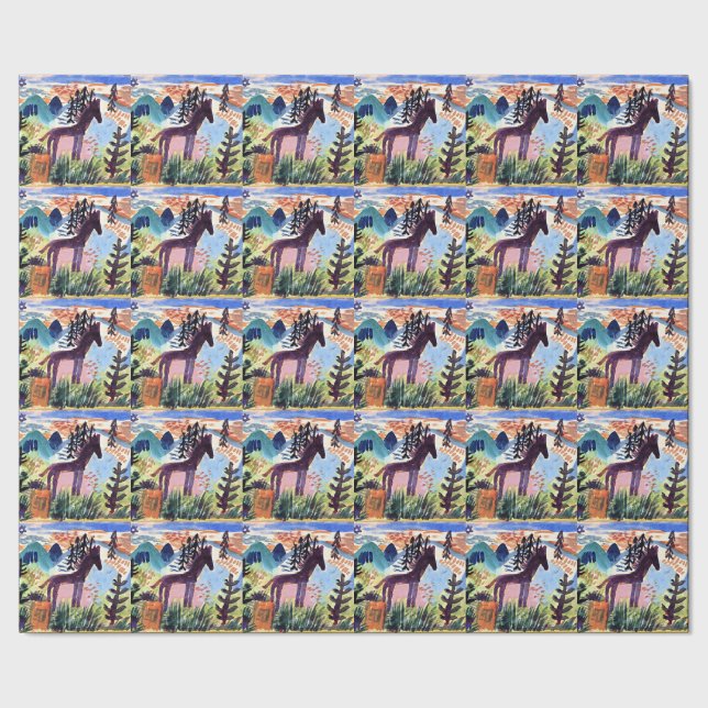 Papel De Presente Klee - O Cavalo, famosa pintura (Barra)