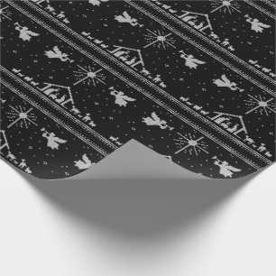 Papel De Presente Knit Natividade Cena de Natal Cristã Branco