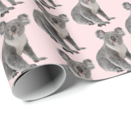 Papel De Presente Koala Bears on Pink Blush