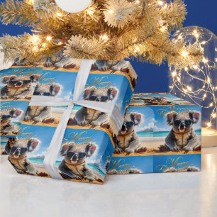 Papel De Presente Koala Sunglass Sunny Beach Feliz Natal