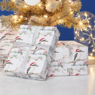 Papel De Presente Kookaburra australiano chapéu de Papai Noel Feliz