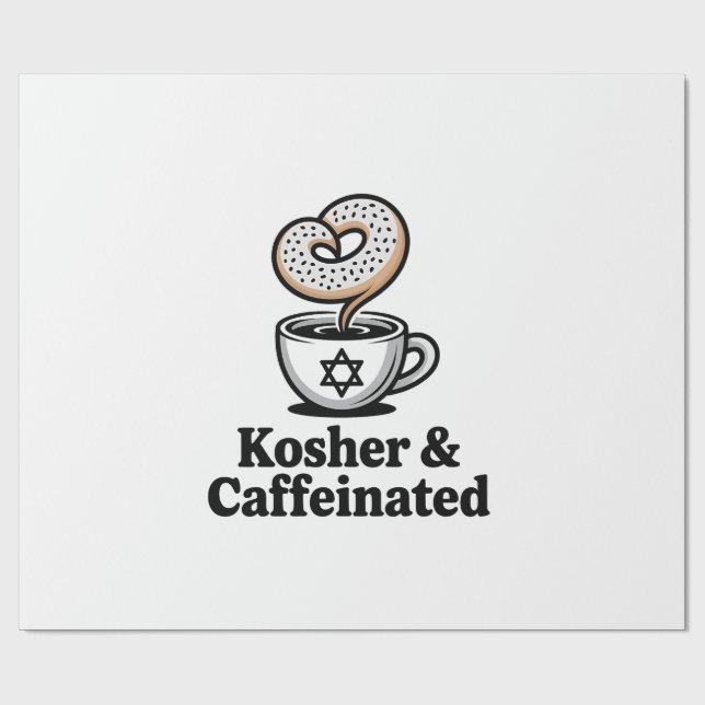 Papel De Presente Kosher e Cafeinado Cafeína Café Judeu Hanukkah (Aberto)