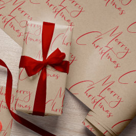 Papel De Presente Kraft Merry Christmas Red Wraptor Paper