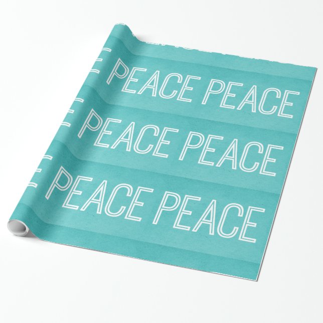 Papel De Presente Kraft Peace Wrapping Paper, Aqua (Desenrolado)