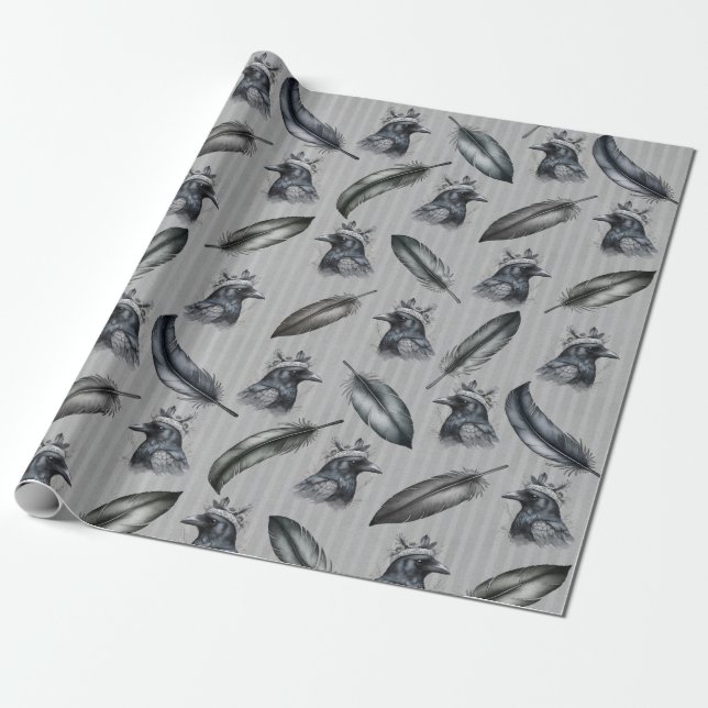 Papel De Presente Krähen Raben Crows Federn Feathers Verpackung (Desenrolado)