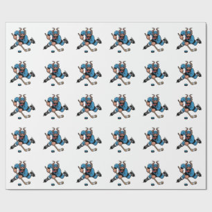 Papel De Presente Krampus Assustador Jogando Hóquei no Gelo Esporte