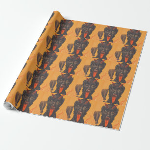 Papel De Presente Krampus Vassoura Fogo do Inferno