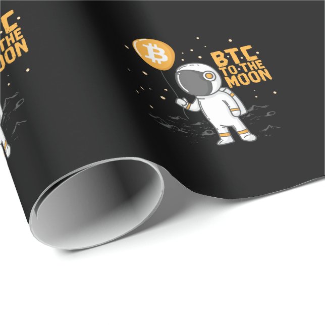 Papel De Presente Kryptowährung Bitcoin Astronaut BTC para a Lua (Ponta do rolo)